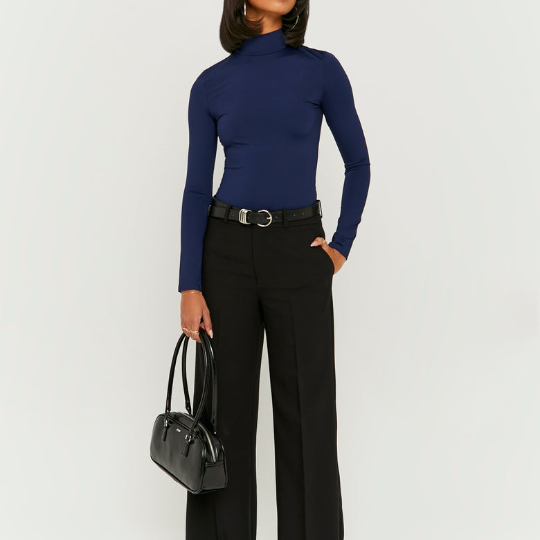 Wide Leg Trouser with Belt | Black