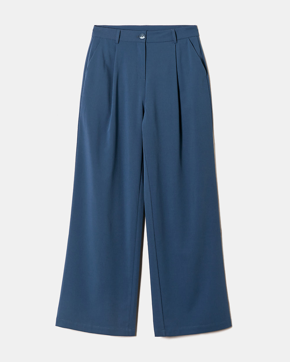 Mid Waist Wide Leg Trousers | Blue