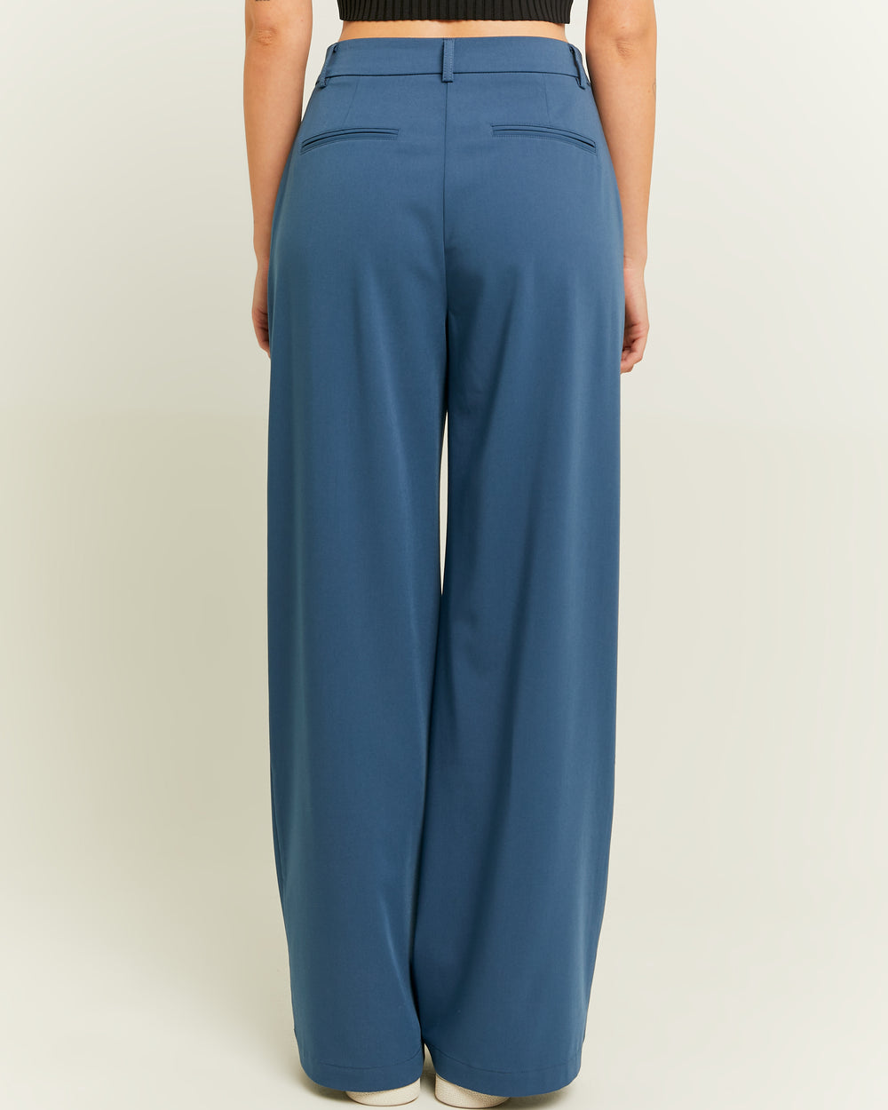 Mid Waist Wide Leg Trousers | Blue