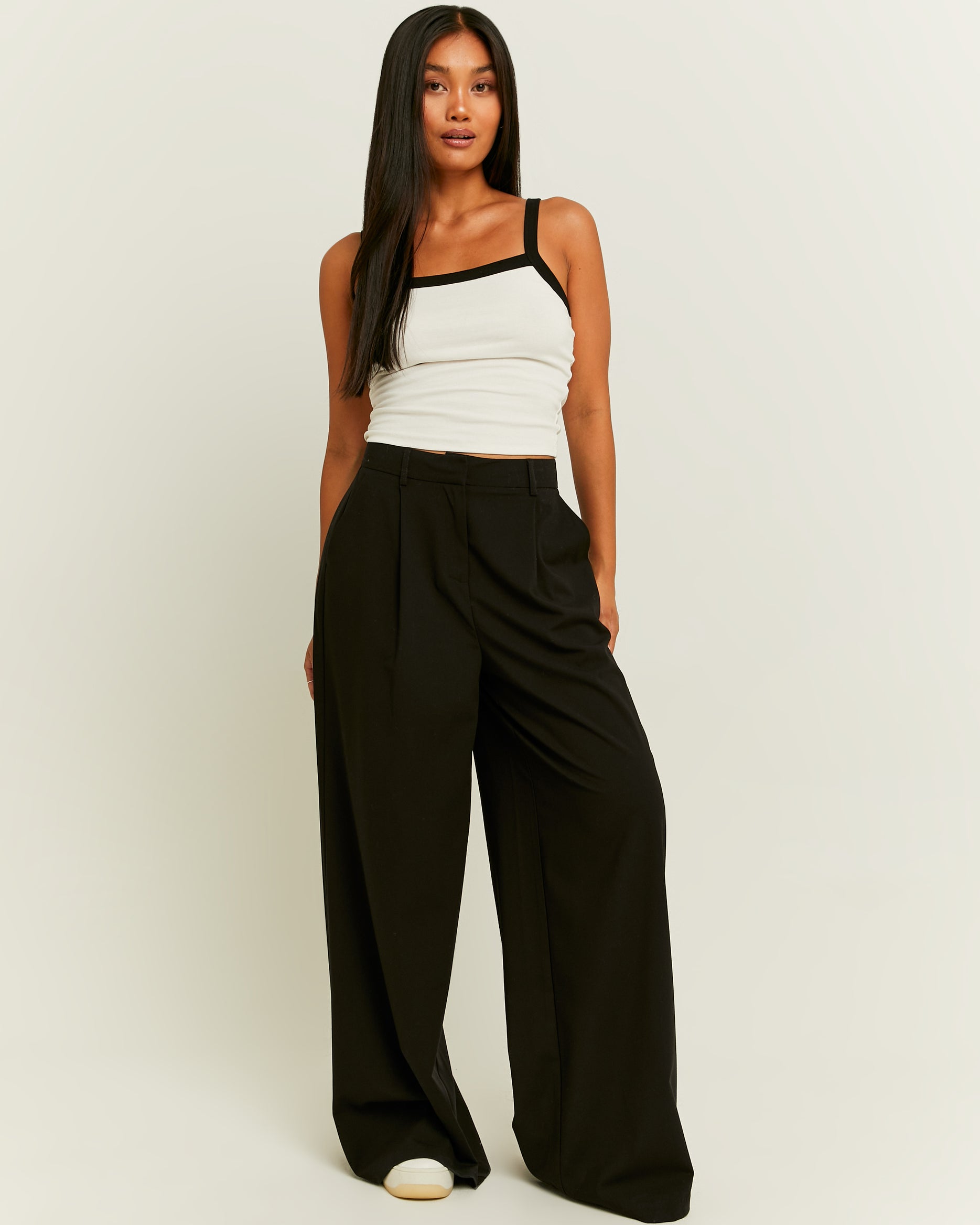 High Waist Wide Leg Tailoring Trousers | Black