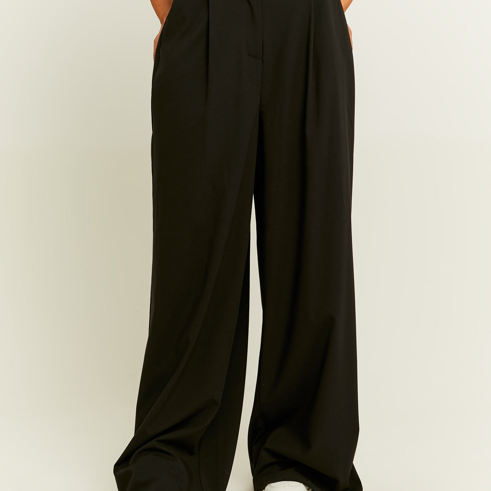 High Waist Wide Leg Tailoring Trousers | Black