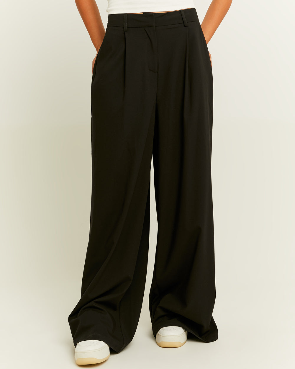 High Waist Wide Leg Tailoring Trousers | Black