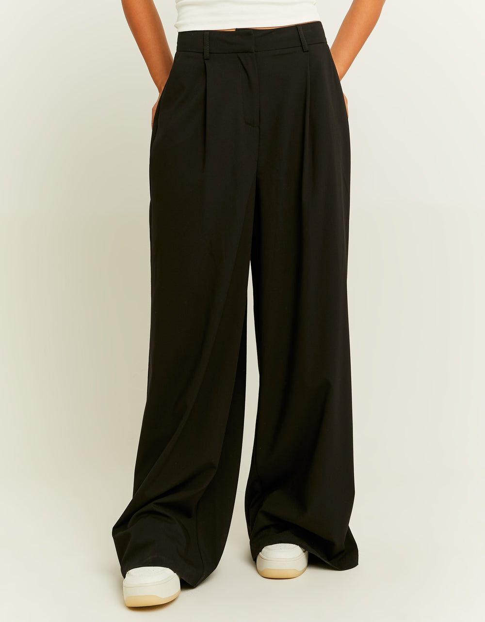 High Waist Wide Leg Tailoring Trousers | Black