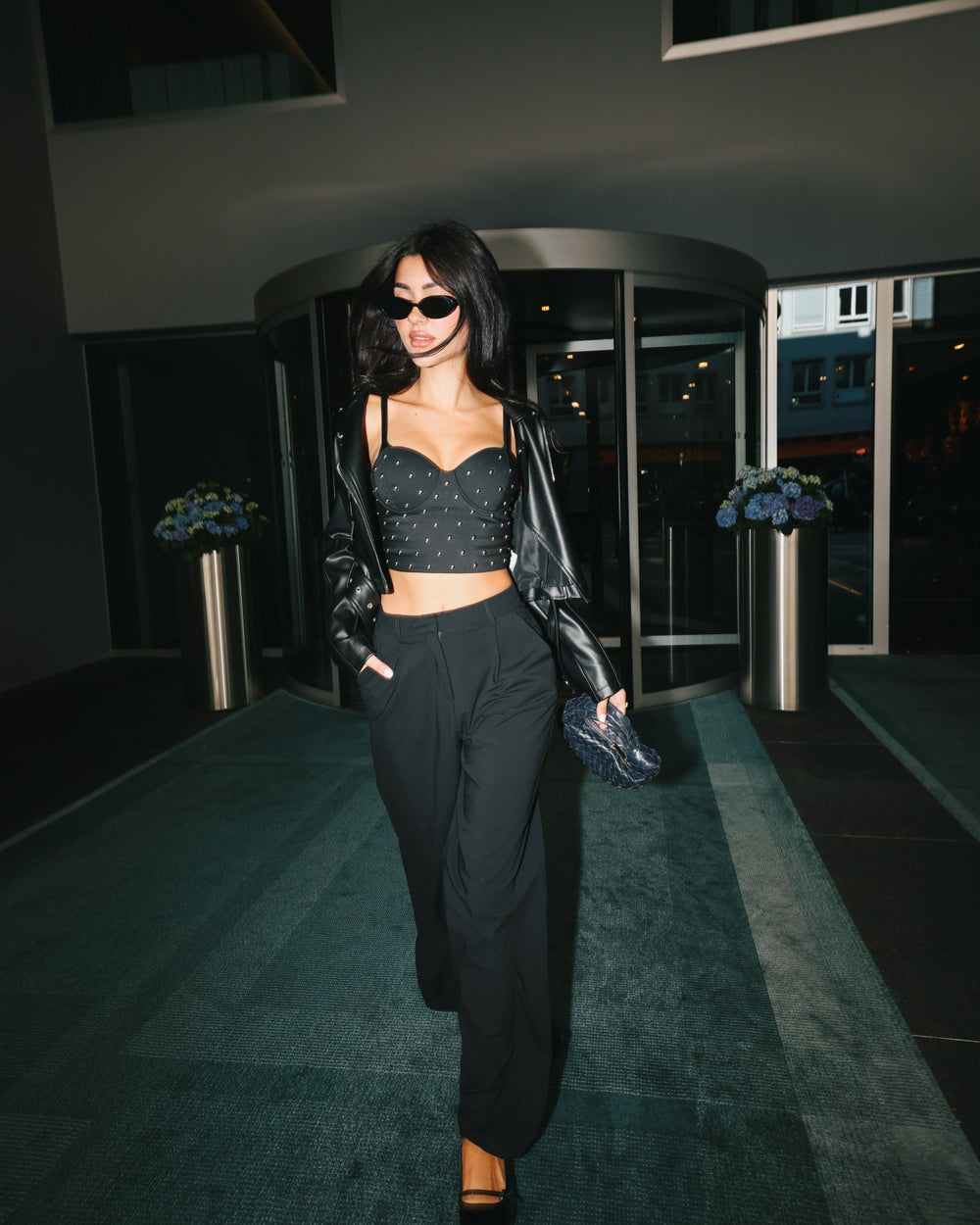 High Waist Wide Leg Tailoring Trousers | Black