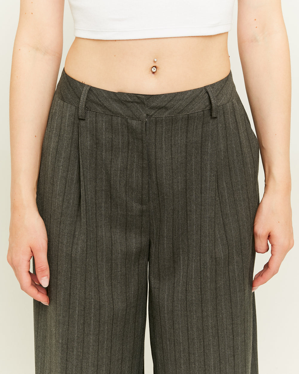 High Waist Wide Leg Tailoring Trousers | Dark Grey