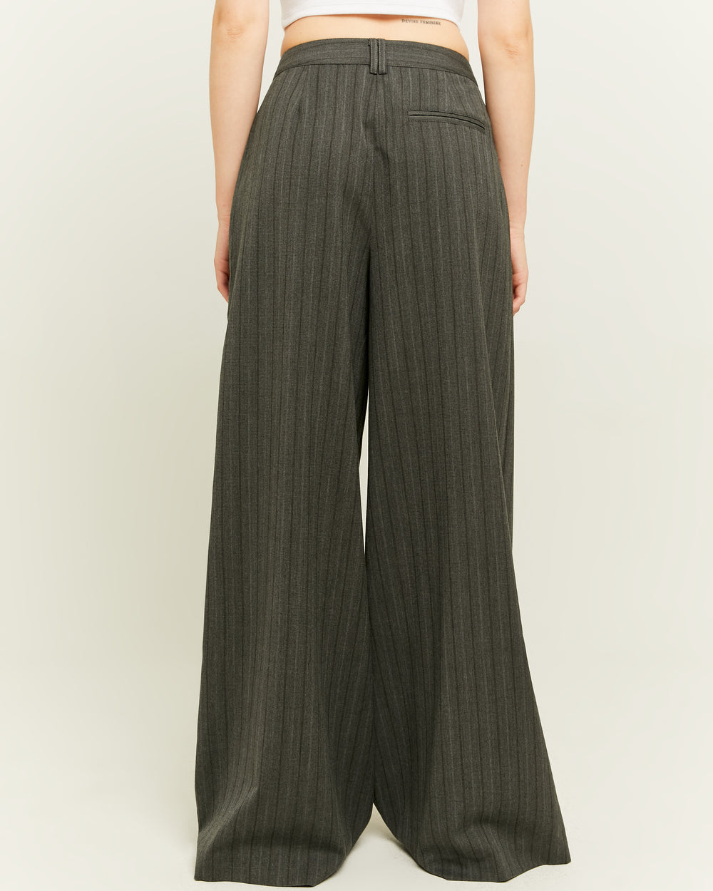 High Waist Wide Leg Tailoring Trousers | Dark Grey