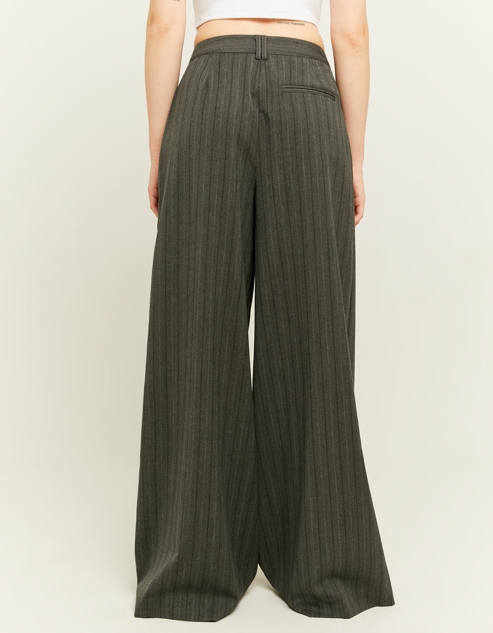High Waist Wide Leg Tailoring Trousers | Dark Grey