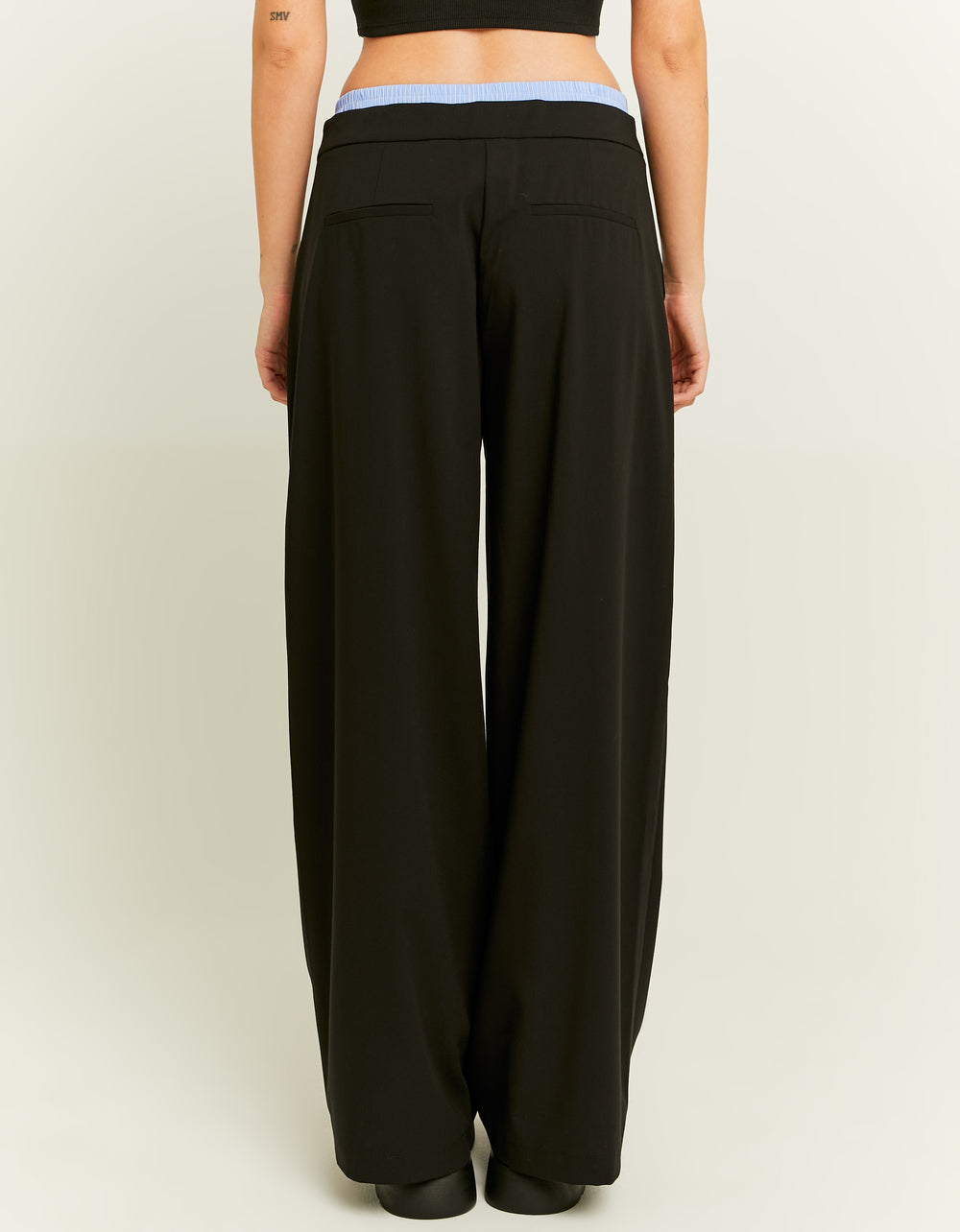 Double Waist Wide Leg Trousers | Black