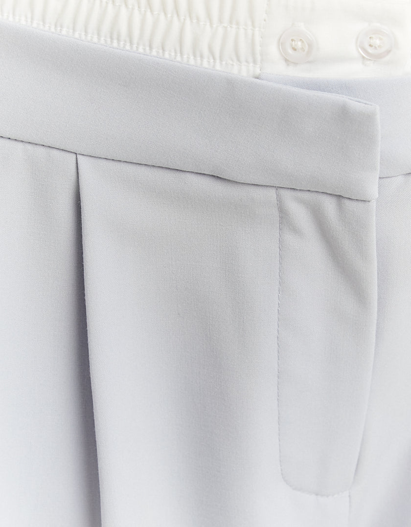 Double Waist Wide Leg Trousers | Light Blue