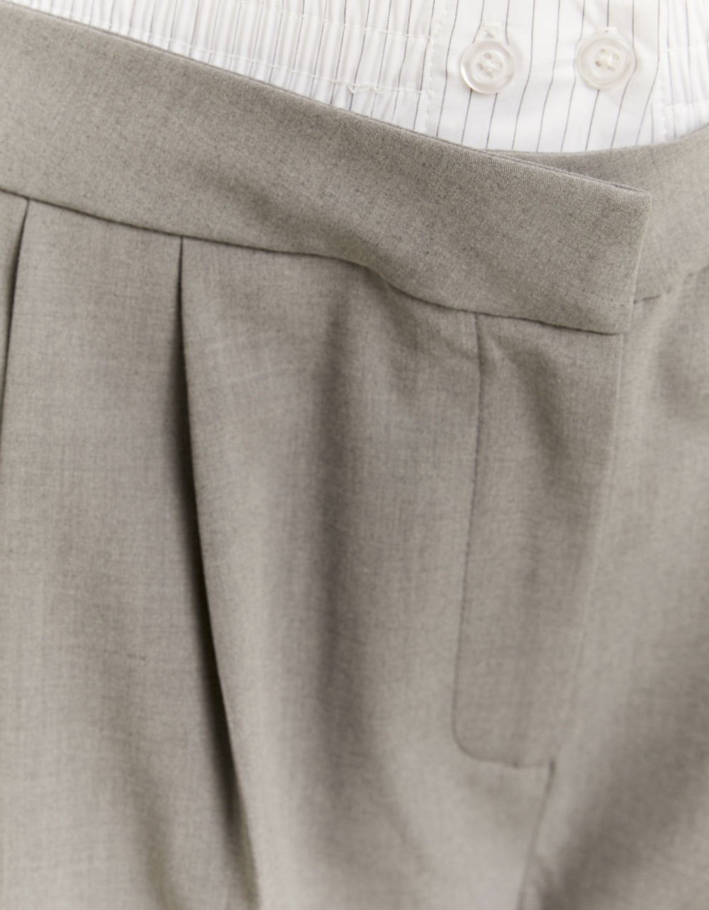 Double Waist Wide Leg Trousers | Light Grey