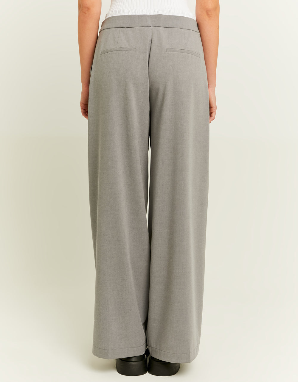 Double Waist Wide Leg Trousers | Light Grey