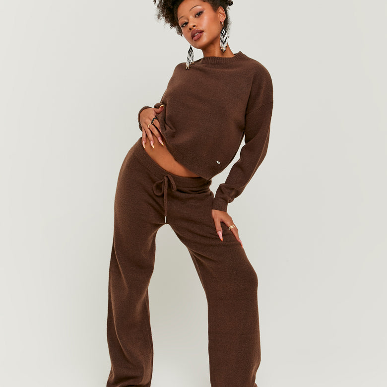 Flare Knitted Trousers | Brown