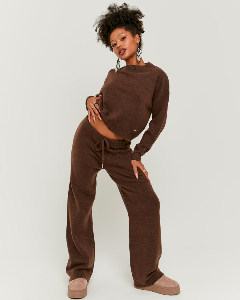 Flare Knitted Trousers | Brown