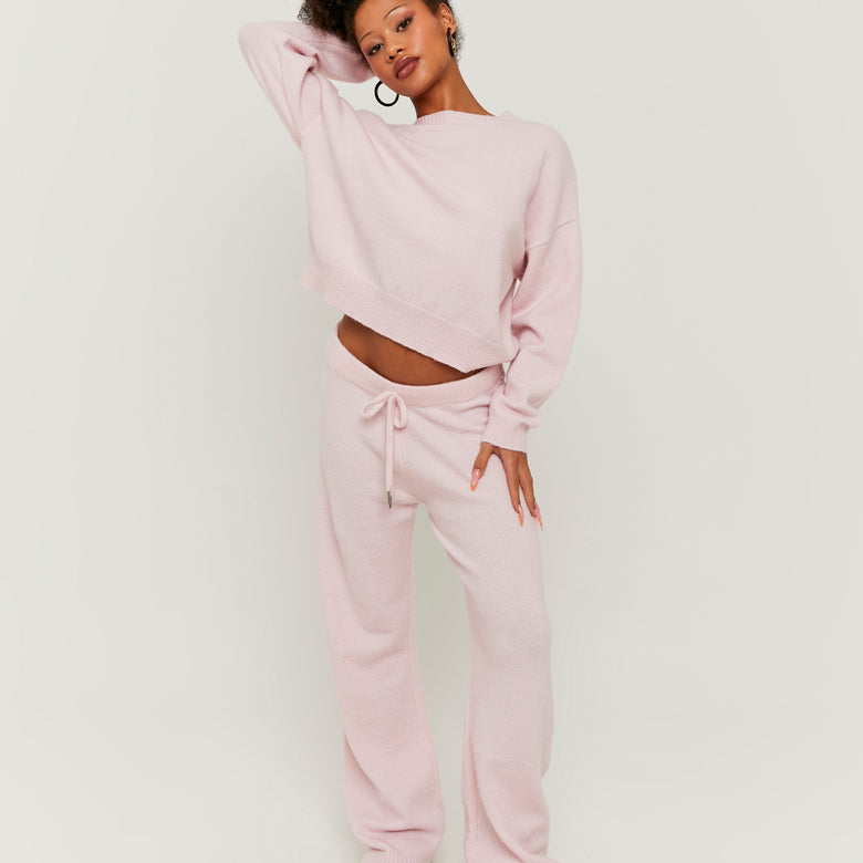 Flare Knitted Trousers | Pink