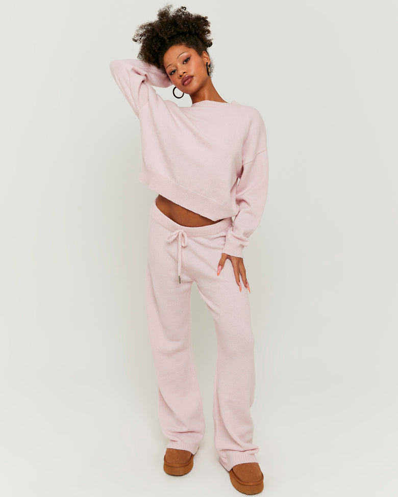 Flare Knitted Trousers | Pink