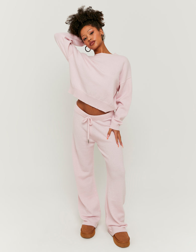 Flare Knitted Trousers | Pink