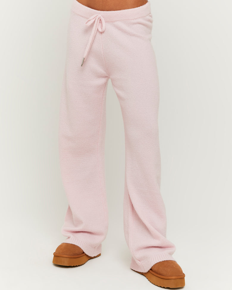 Flare Knitted Trousers | Pink