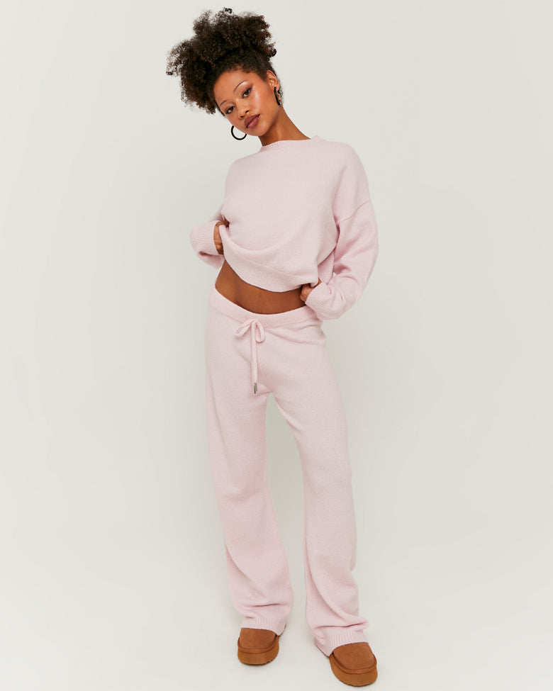 Flare Knitted Trousers | Pink