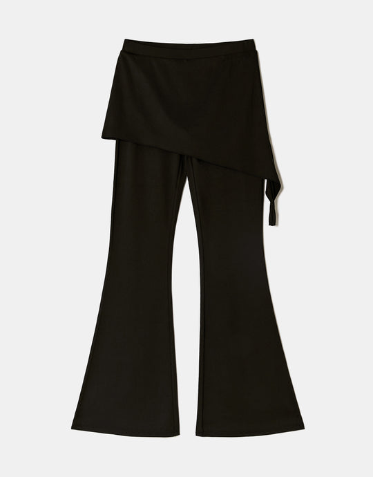 Mid Waist Flared Trousers | Black