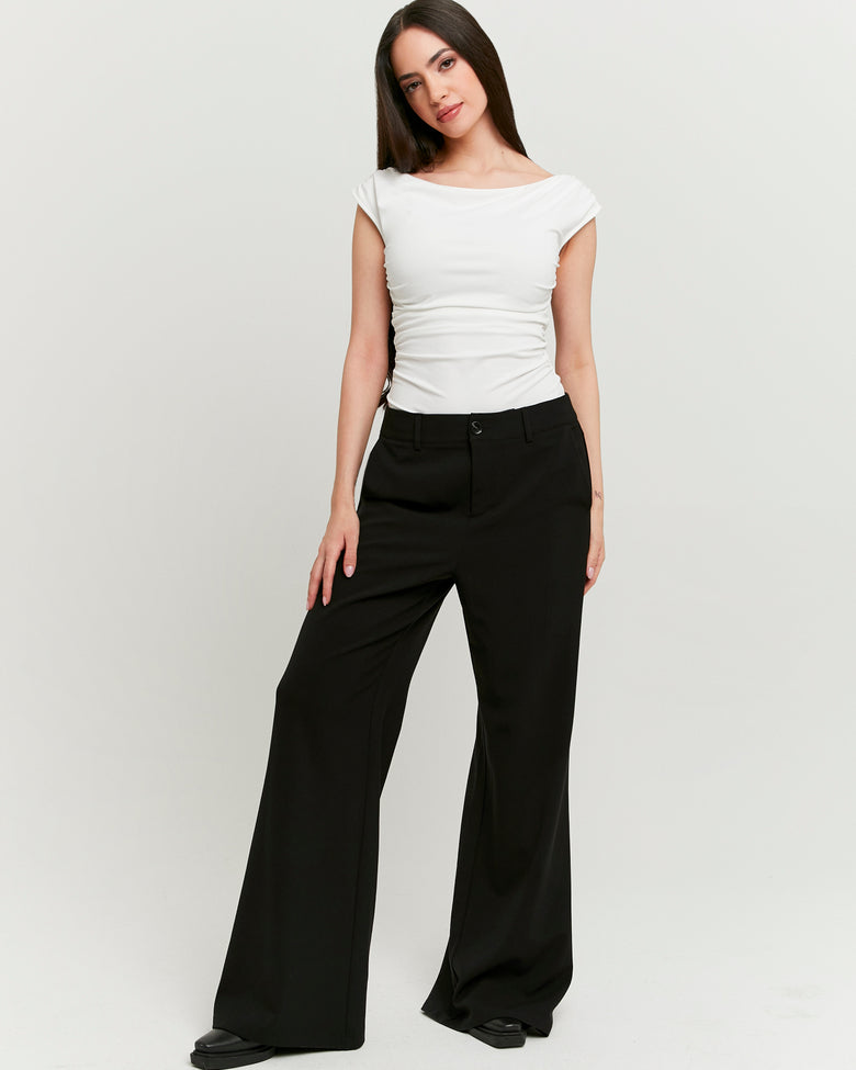 Tailored Wide Leg Trousers | Black