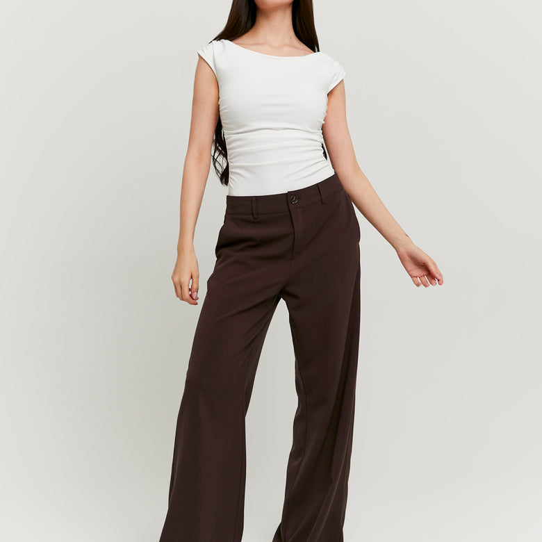Tailored Wide Leg Trousers | Brown