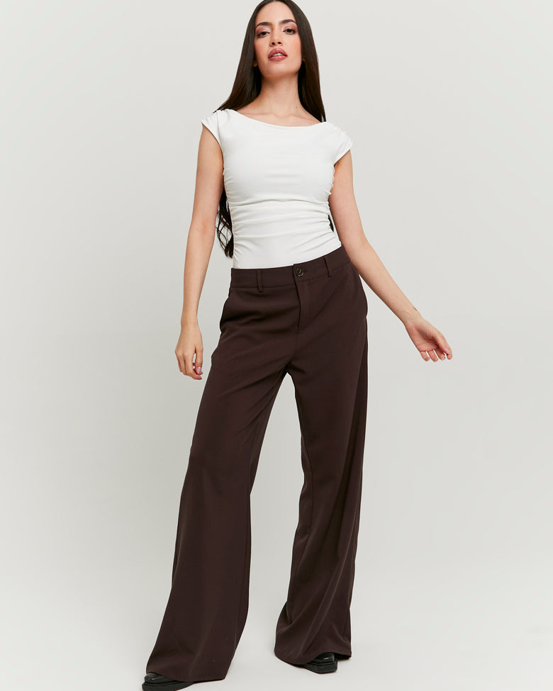 Tailored Wide Leg Trousers | Brown