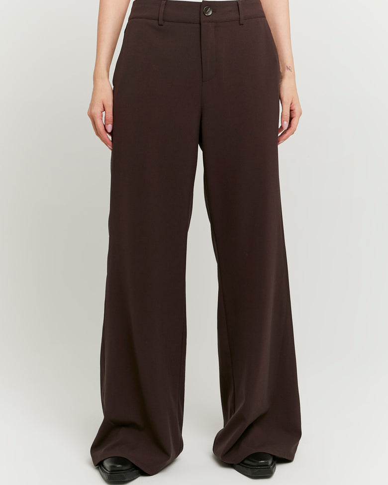 Tailored Wide Leg Trousers | Brown