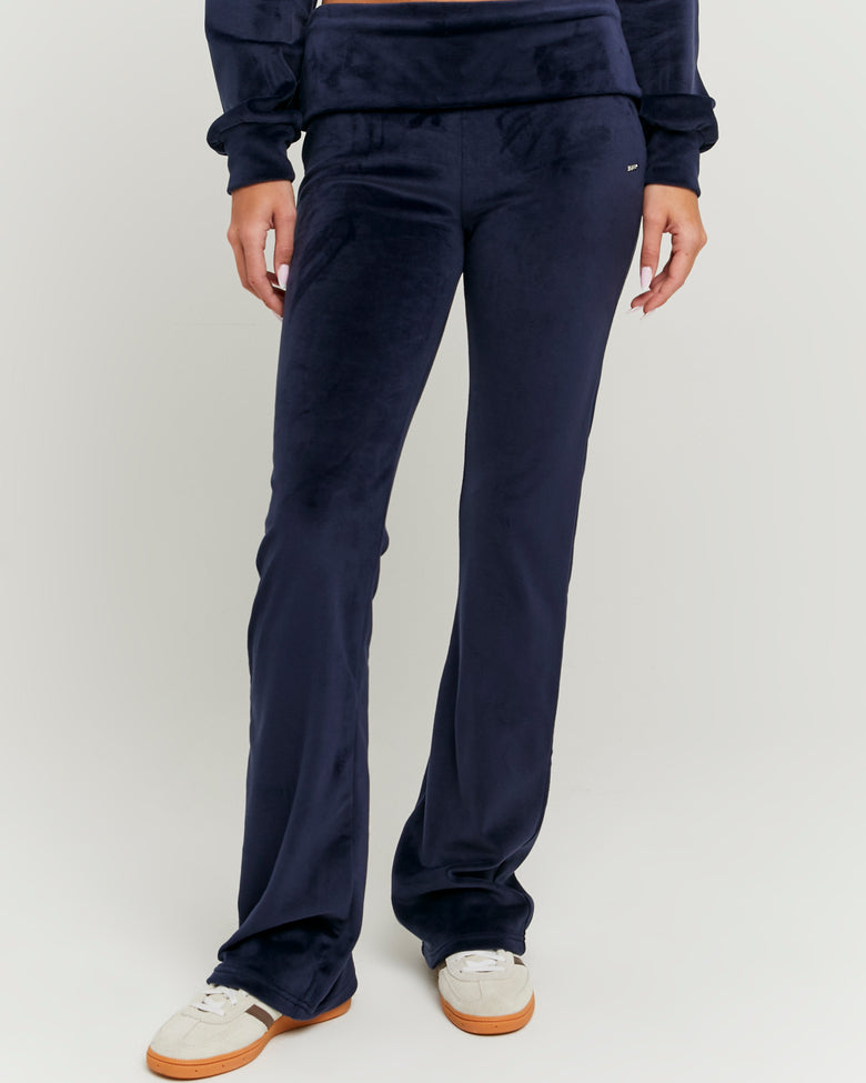 Velvet Mid Waist Jogger | Navy