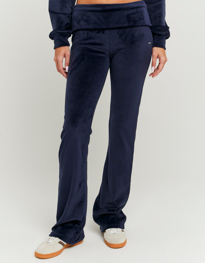 Velvet Mid Waist Jogger | Navy