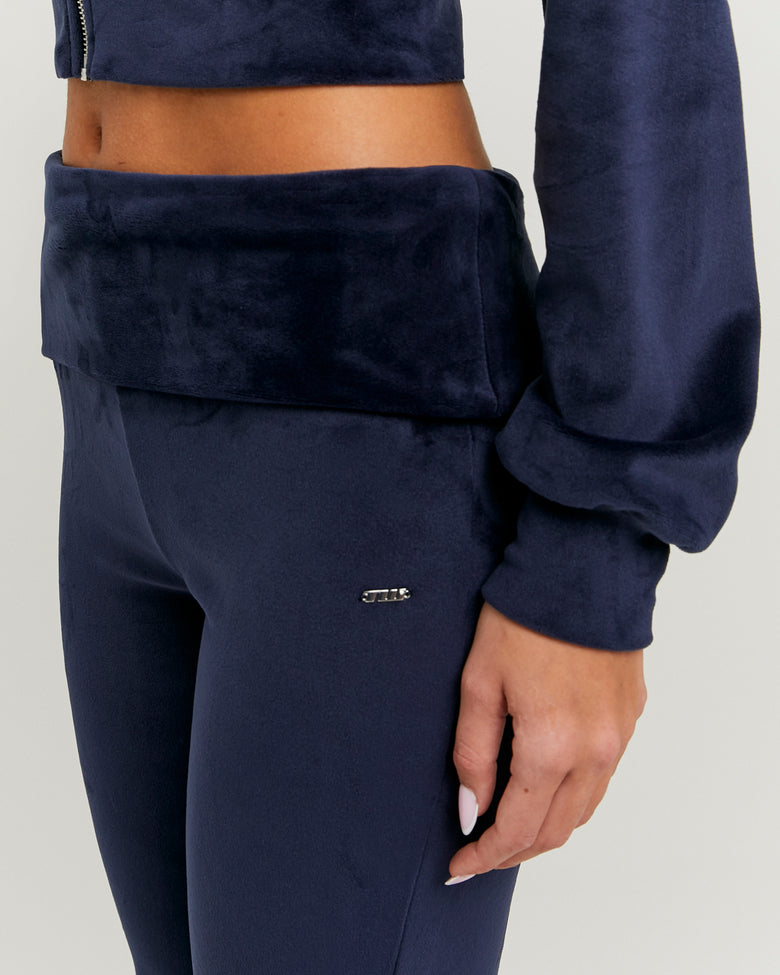 Velvet Mid Waist Jogger | Navy