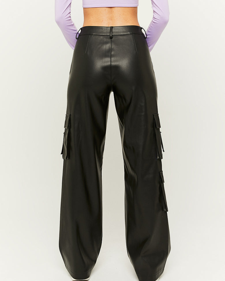 Faux Leather Trousers | Black