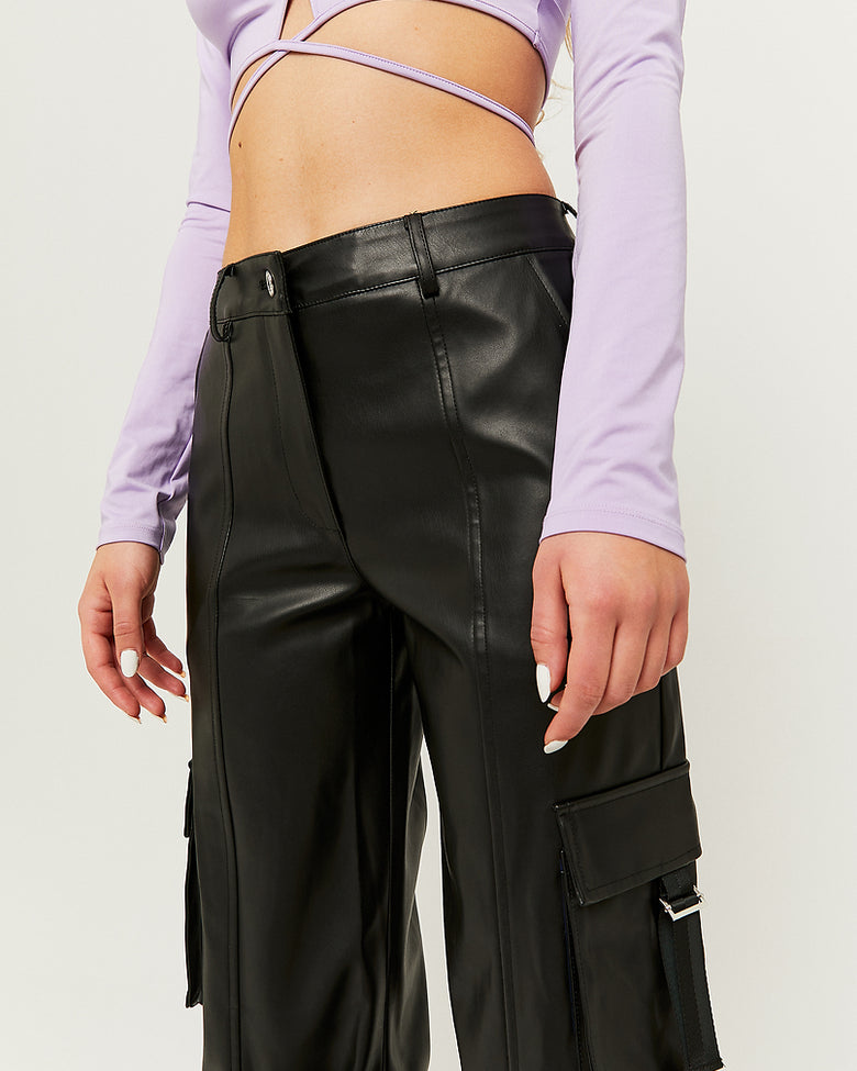 Faux Leather Trousers | Black