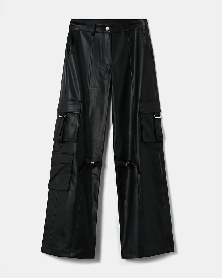 Faux Leather Trousers | Black
