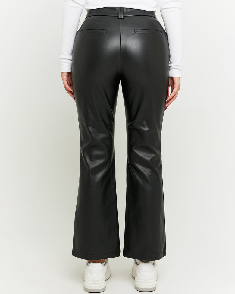Faux Leather Flare Pant | Black