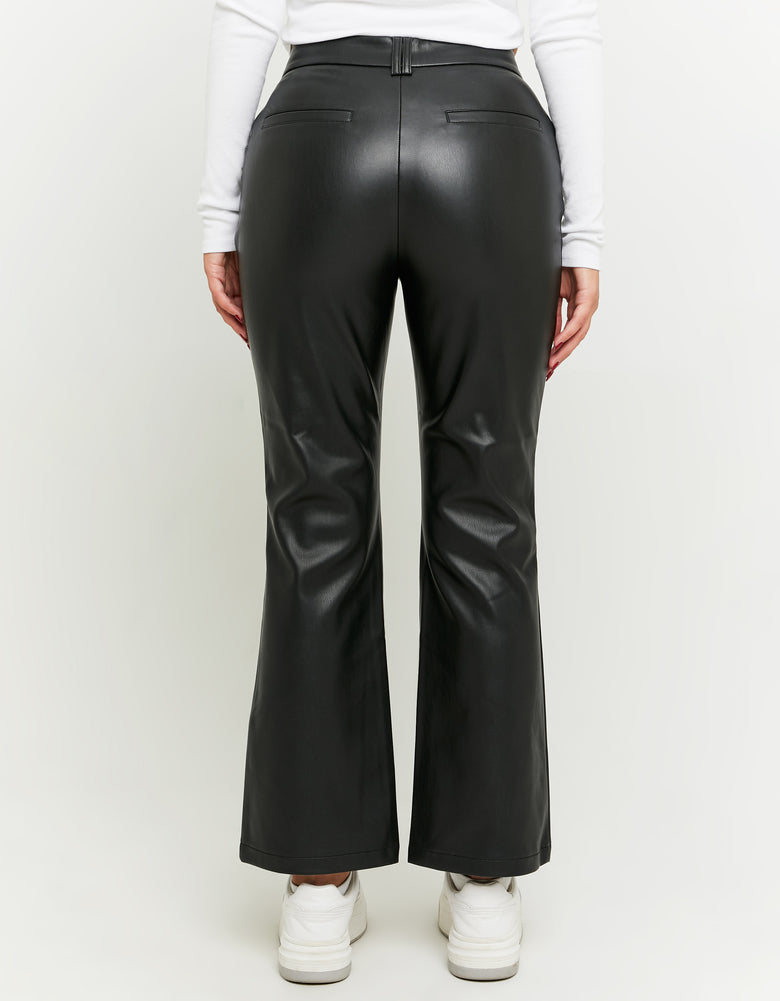 Faux Leather Flare Pant | Black