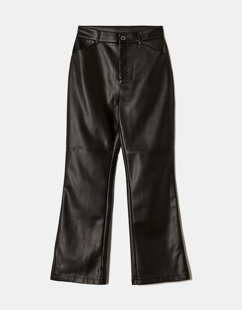 Faux Leather Flare Pant | Black