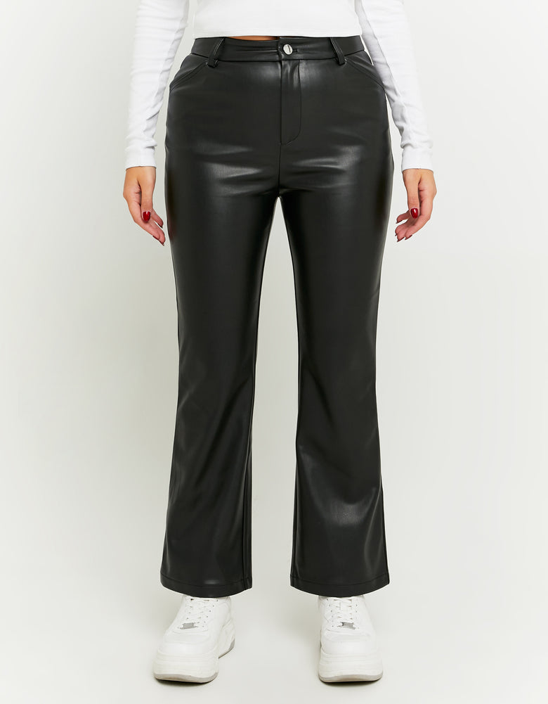 Faux Leather Flare Pant | Black