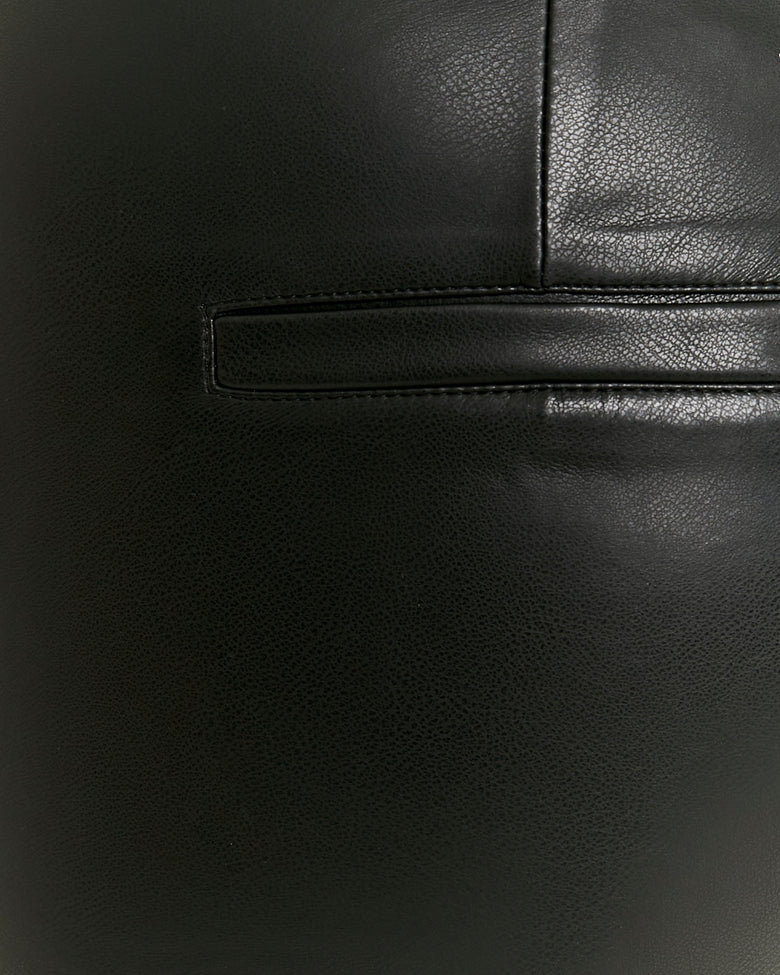 Mid Waist Flare Faux Leather Trousers | Black