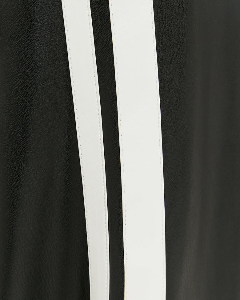 Faux Leather Wide Leg Pant | Black