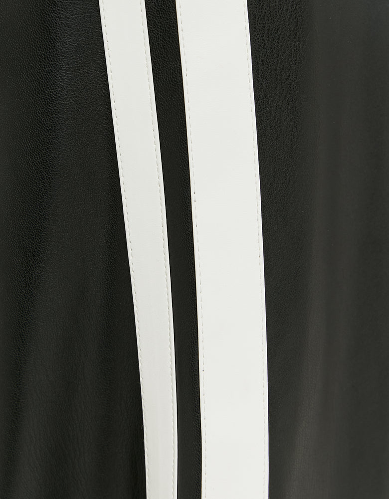 Faux Leather Wide Leg Pant | Black