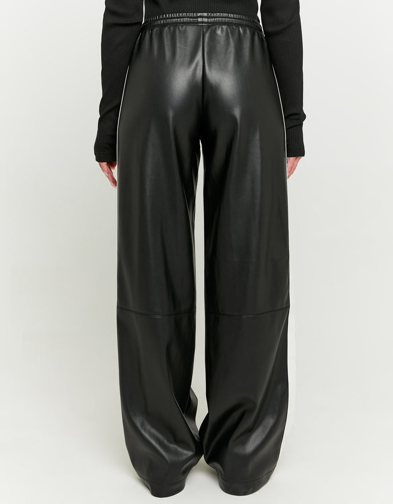 Faux Leather Wide Leg Pant | Black