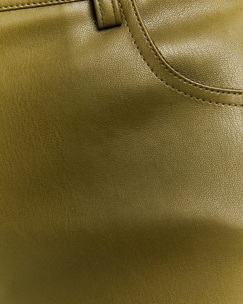 High Waist Wide Leg Fake Leather Trousers | Leaf
