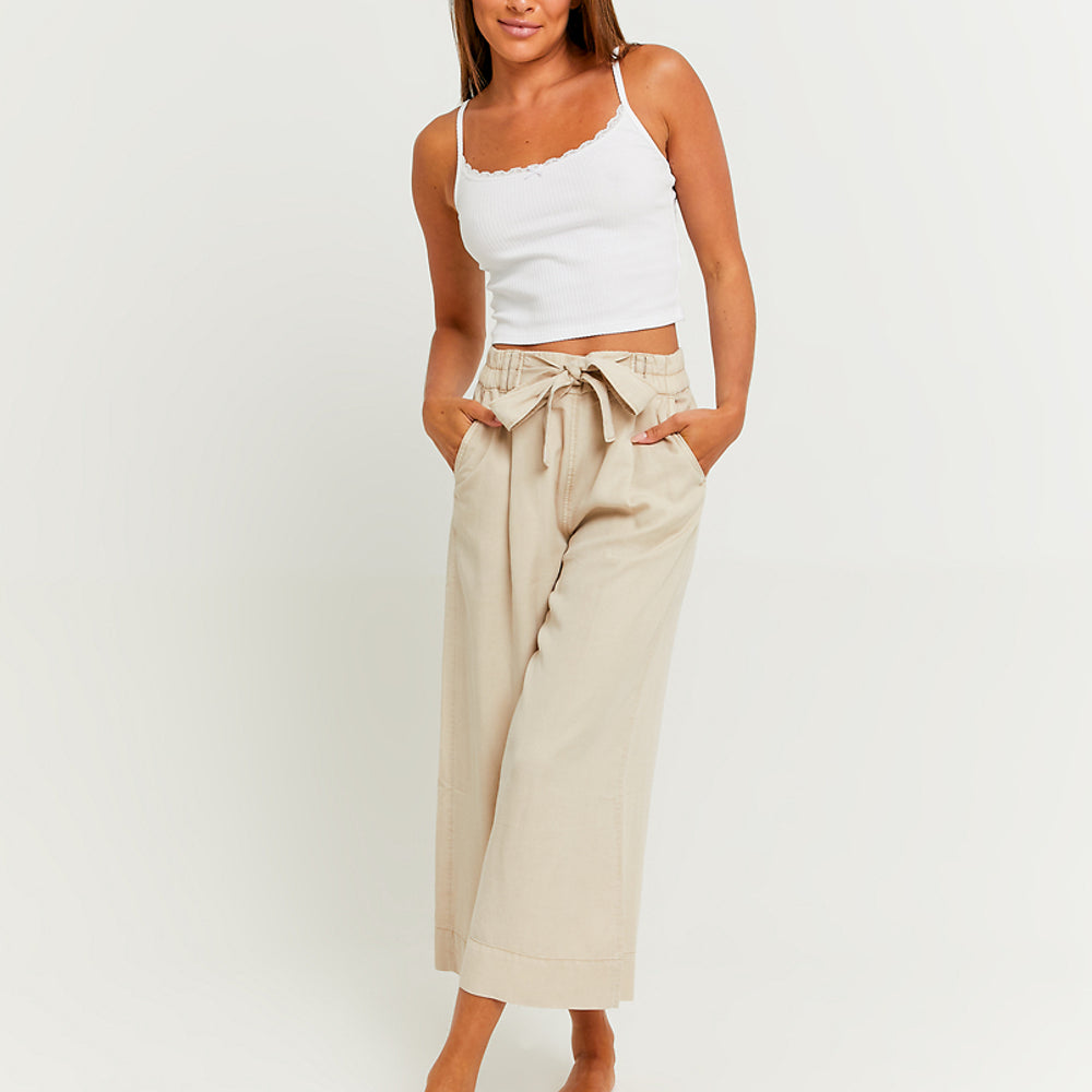Lightweight Trousers with Elastic Waist Band | Beige