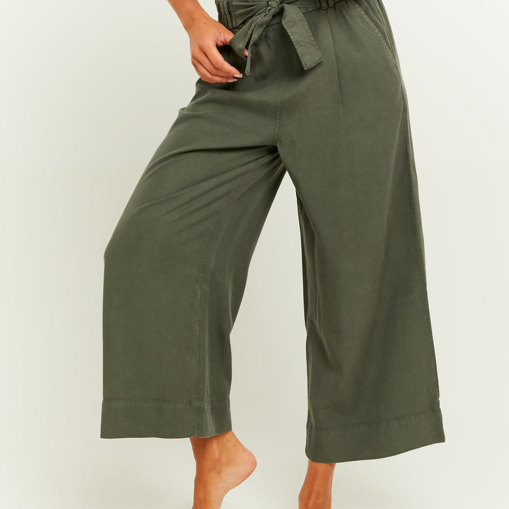 Lightweight Trousers with Elastic Waist Band | Kaki