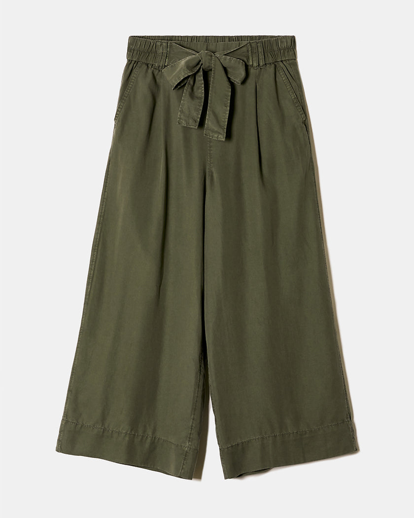 Lightweight Trousers with Elastic Waist Band | Kaki