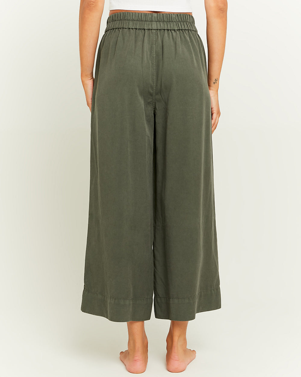 Lightweight Trousers with Elastic Waist Band | Kaki