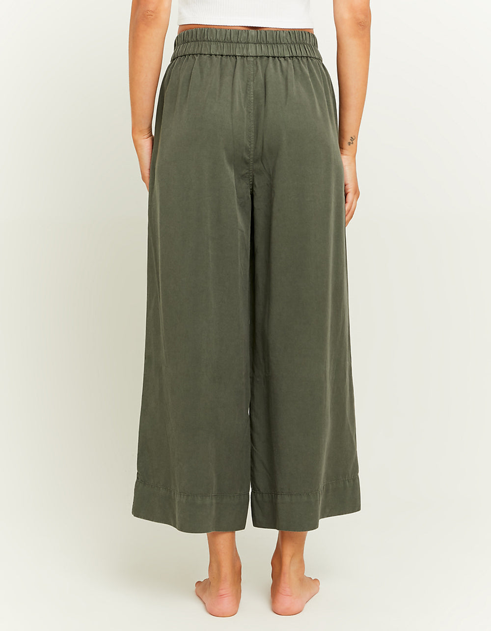 Lightweight Trousers with Elastic Waist Band | Kaki