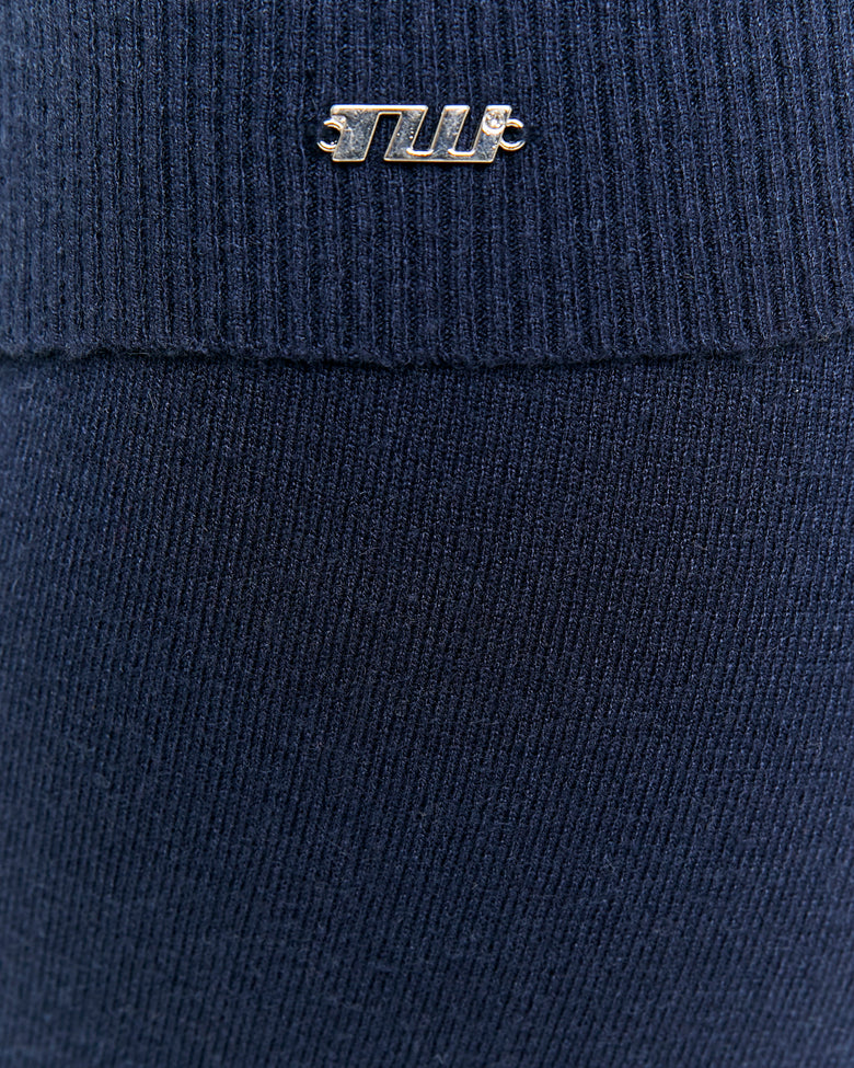 Knitted Flare Trousers | Navy