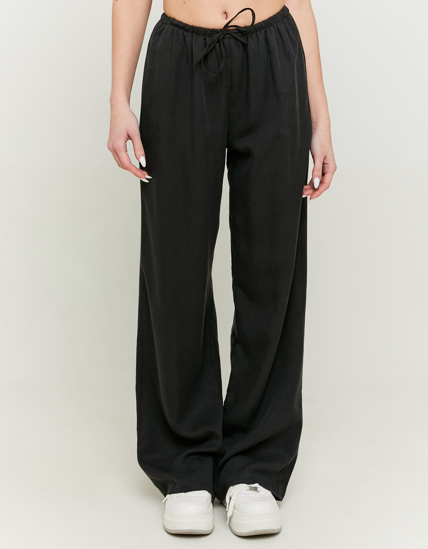 Wide Leg Drawstring Pants | Black