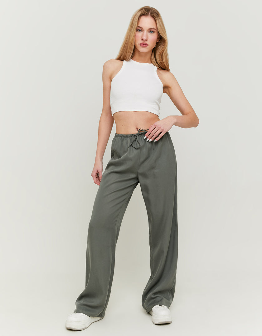 Wide Leg Drawstring Pants | Kaki